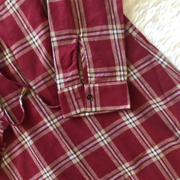 Plaid Lace Up Shirt Dress - Picture 4 of 6